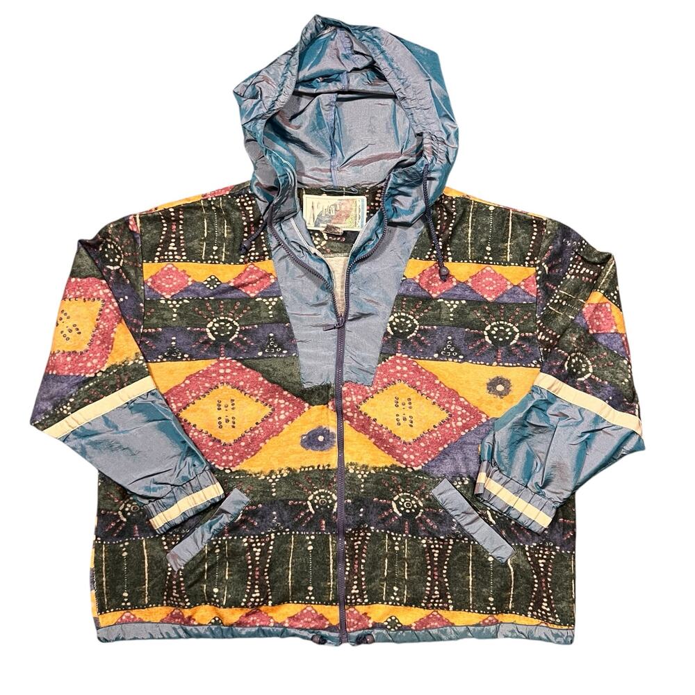 Active Code by Climate Zone Vintage 90s Abstract Oversized Windbreaker Womens 3X